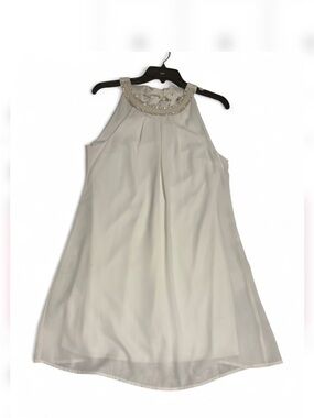 Honey & Rosie sz Medium White Halter Dress Embellished Neckline bling flowy